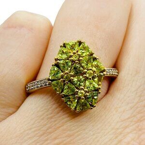 NWT Chuck Clemency Gold Vermeil Sterling Silver Peridot Ring Size 10 Cluster Gem